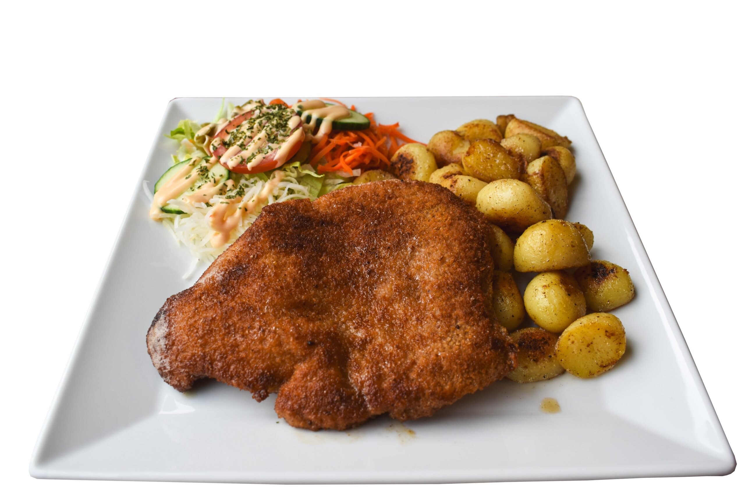 Schnitzel met gebakken aardappelen